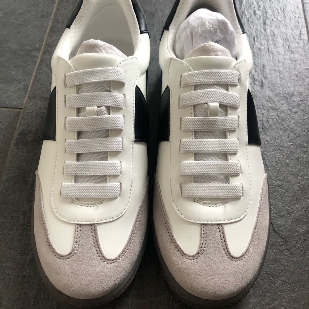 Women’s Casual Franco Sarto Lace-Up Sneakers in White and Gray